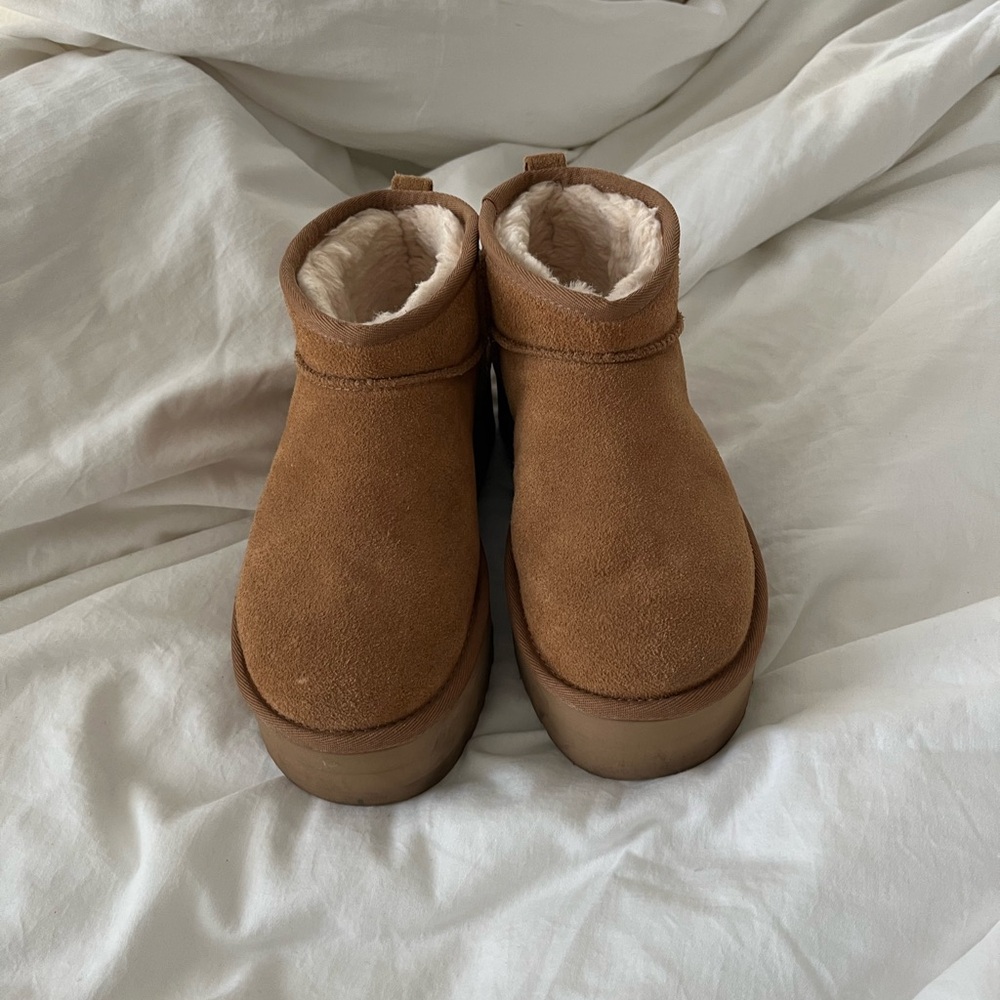 UGG Tan Platform Booties